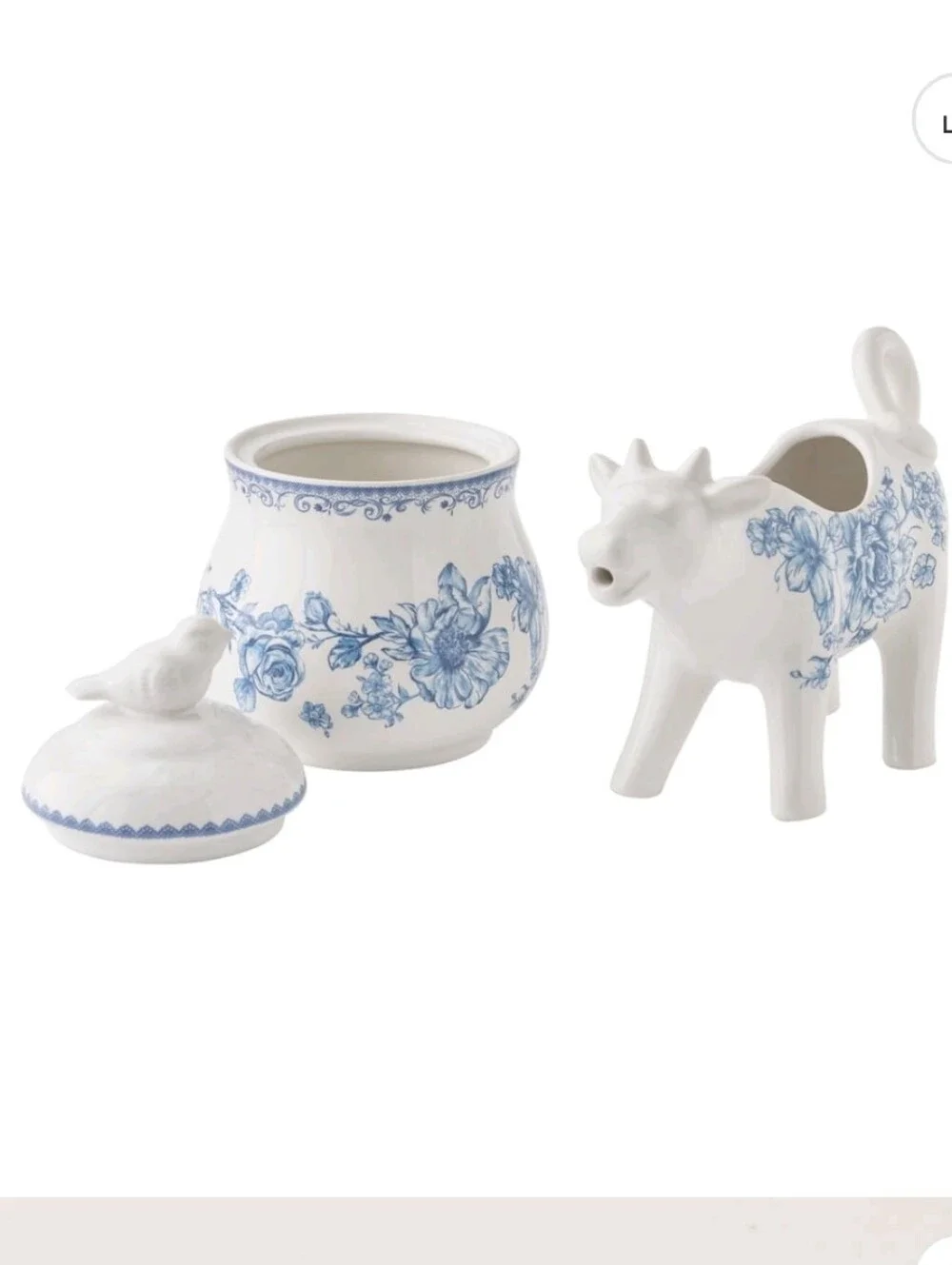 The Pioneer Woman Blue and White Floral Sugar Jar with Cow Creamer